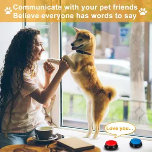 4-Color Dog Talking Buttons | 30-Second Voice Recording Pet Training Buzzers | Fun for Games, Trivia & Pet Communication! MOLIK