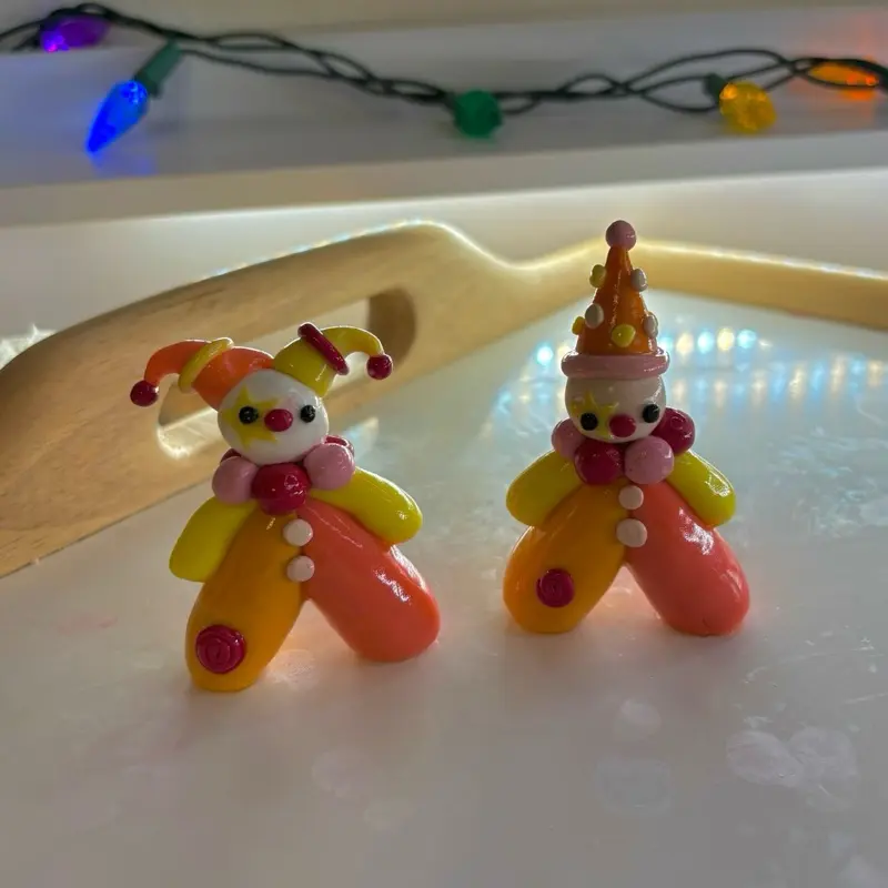 Sunset Clowns Orange Yellow and Red Clown Trinkets - Adorable Miniature Clown Figurines for Collectibles and Decor