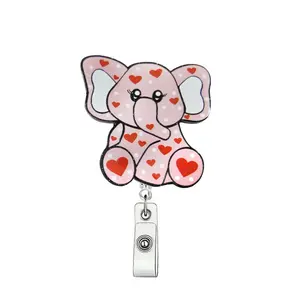 Cute Elephant Design Badge Holder, 1 Count Lovely Badge Reel, Creative ID Card Holder for Student, Office Staff, Doctor, Nurse, Teacher, Retractable Badge Holder