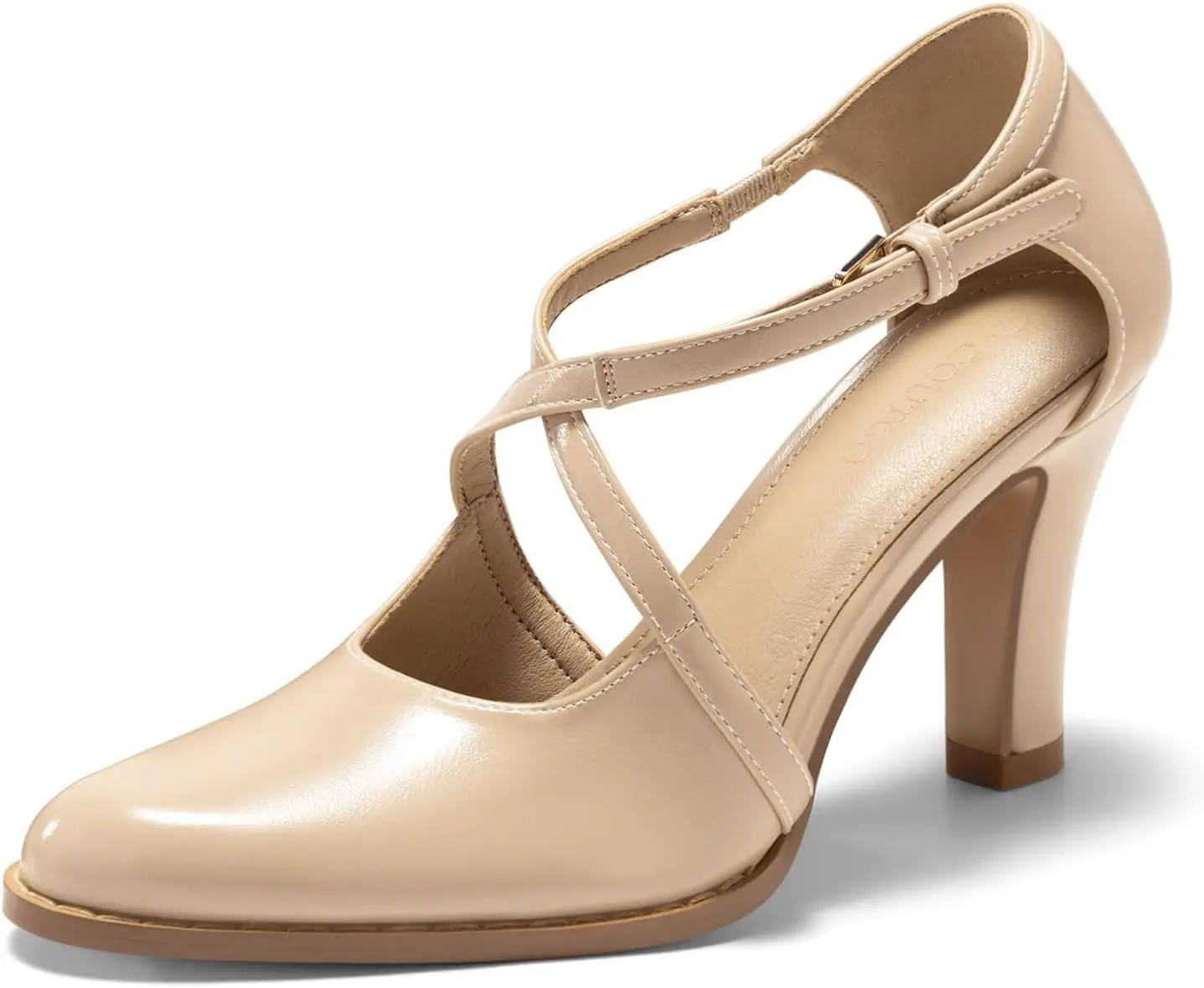 Coutgo Women's Pointed Toe Chunky High Heel Pumps, Chunky Heels Design, Suitable for Casual Wear