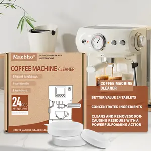 Maebho Coffee Machine Cleaner 24PCS Tablets Powerful Descaler for Espresso Single & Multi Cup Makers Solid Formula Easy-to-use