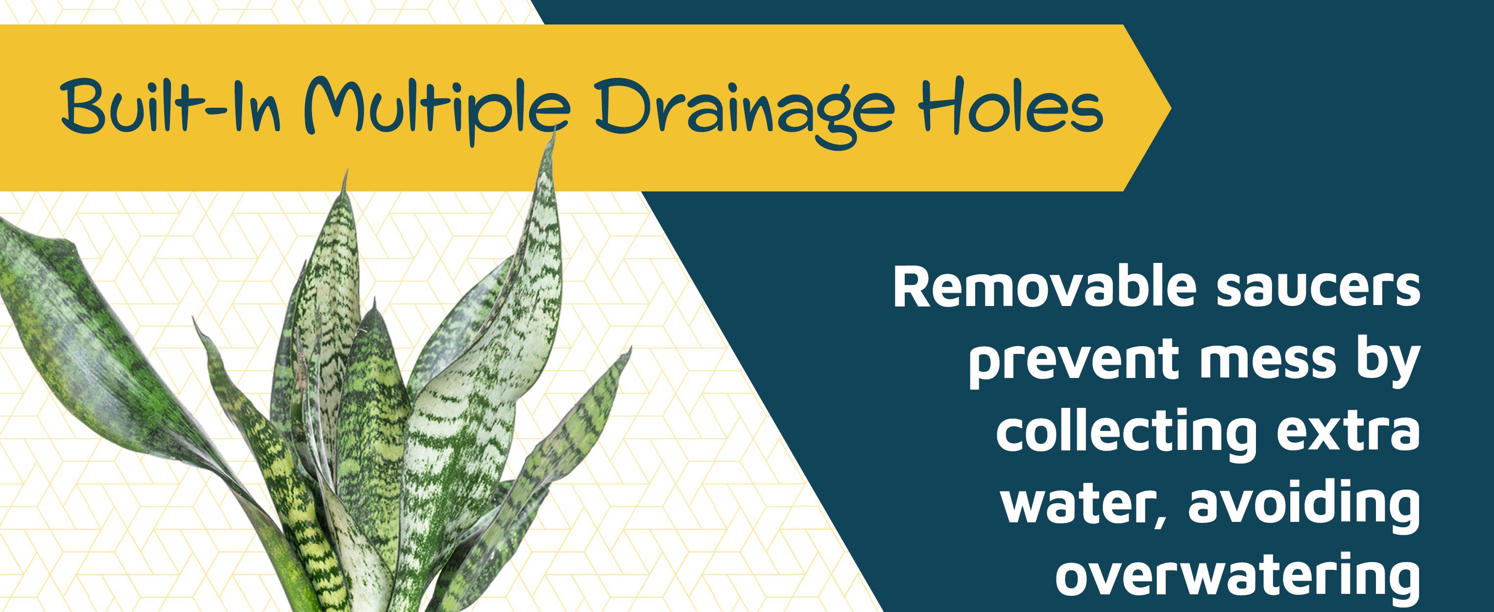 Plant Pots with Drainage Holes & Saucers 5 Pack, Indoor & Outdoor Stackable Space-Saving Planters for Houseplants & Flowers, (7", 6.7", 6", 5.3", and 4.8" Inches), Durable & Weatherproof