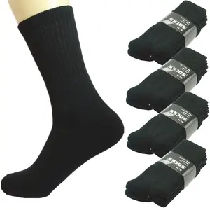 3-6 Pairs Mens Black Sports Athletic Work Crew Cotton Long Socks Size  10-13 Menswear Outdoor Sporty Suit