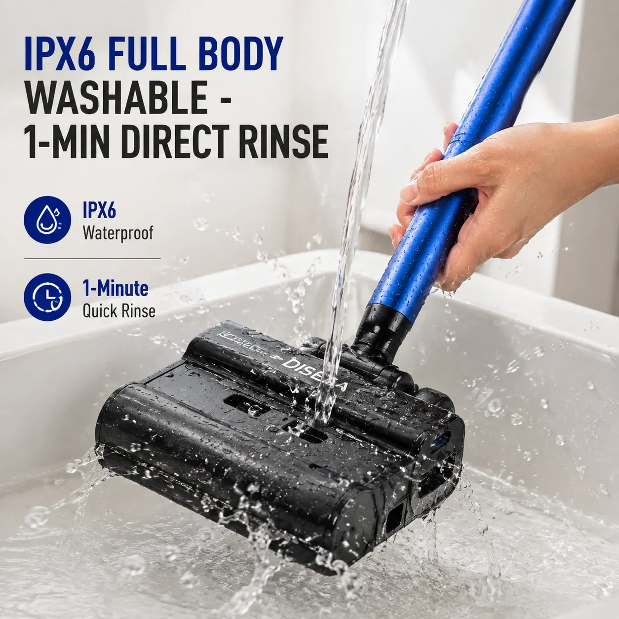 DISEA D7 Cordless Floor Washer, Filter-Free, IPX6 Full Body Washable, 60 Min Runtime, Zero Consumables Wet Dry Floor Cleaning Machine