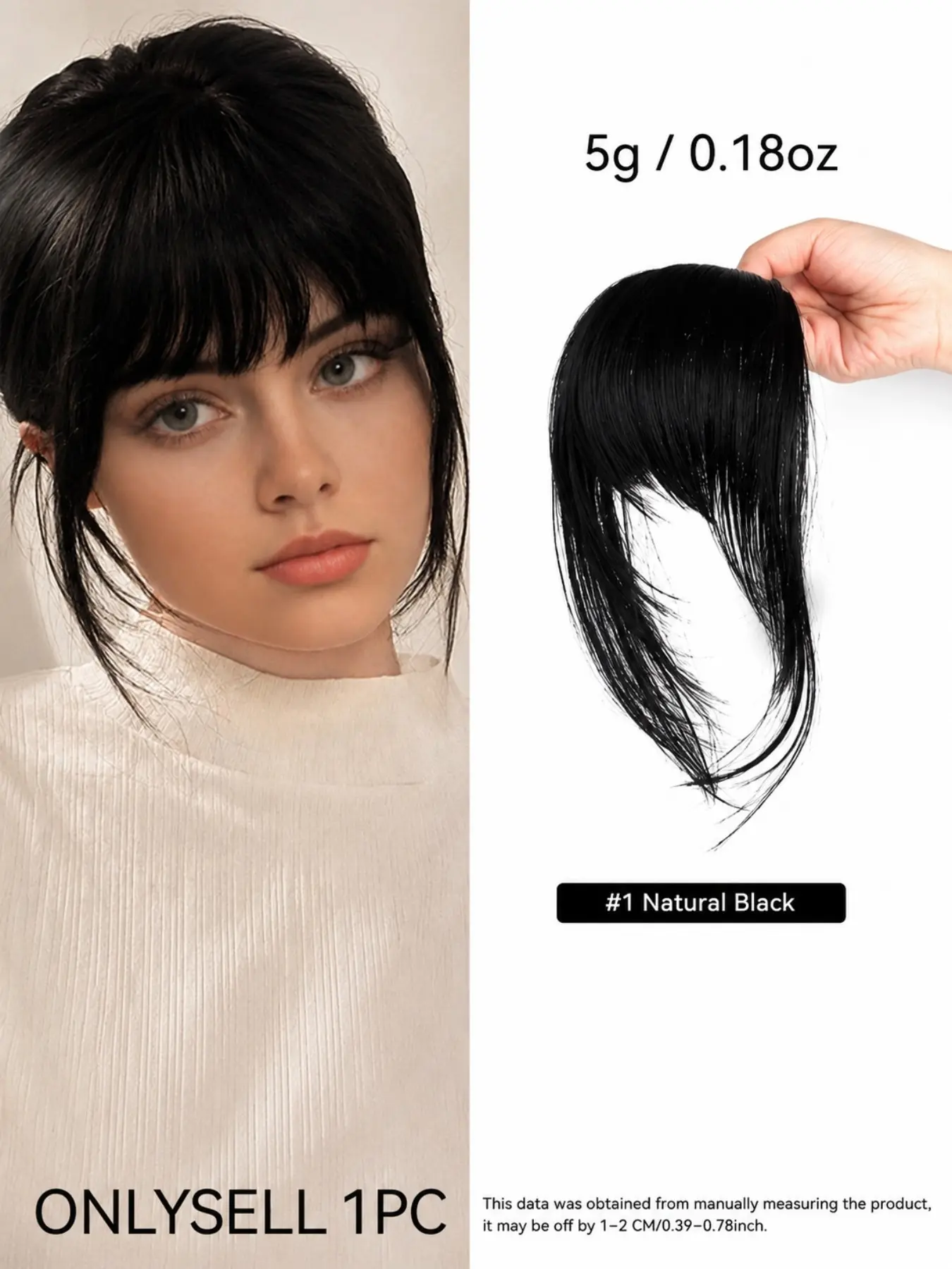 Women's Realistic Face-Framing Bang, Clip In Bangs, Realistic Hairpieces, Natural Fluffy Design, Suitable for Daily Use & Photography, Secure BB Clip Attachment