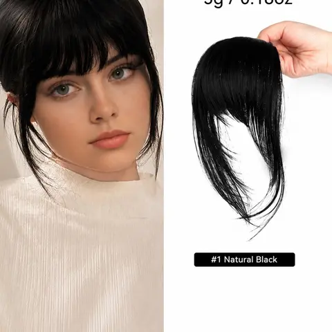 Women's Realistic Face-Framing Bang, Fluffy False Bangs, Clip In Bangs, Realistic Hairpieces, Natural Fluffy Design, Suitable for Daily Use & Photography, Secure BB Clip Attachment