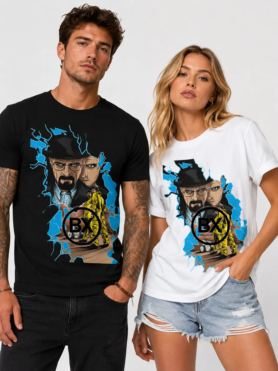 Breaking Bad Walter White Wanted Graphic T-Shirt, Vintage Graphic Shirt, Funny Movie Tee, Comfort Colors Style, Fan Gift, Men's Fitted Round Neck Short-Sleeve Graphic T-Shirt,Walter White & Jesse Pinkman Wanted Poster Print,Streetwear Casual Menswear Top