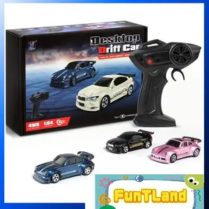 1/64 Mini RC Drift Car 4WD High-Speed Remote Control Racing Sports Car with LED Lights Desktop Entertainment Birthday Gift for Boys Kids