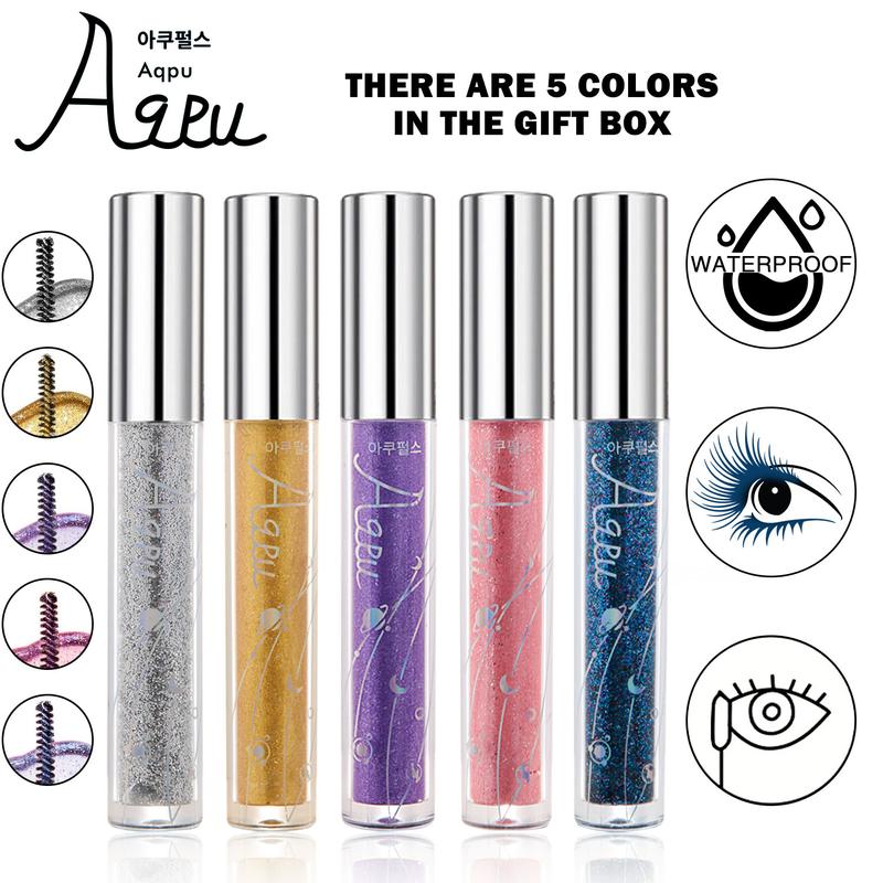 Aqpu 5 Color Shiny Mascara Set Box Waterproof Smudgeproof Formula Curling Effect Eyelash Extension Makeup Tool Perfect for Parties Festivals & Halloween Cosm mascara etic tubing mascara Cosmetic #mascara # tubing mascara
