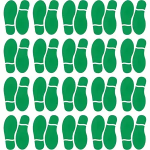 20 Pairs 40 Prints Green Kids Size Shoes Footprint Stickers Decals, Floor Wall Stairs to Guide Directions for School, Dance Studio, Floor Stickers St. Patrick's Day Party Decoration