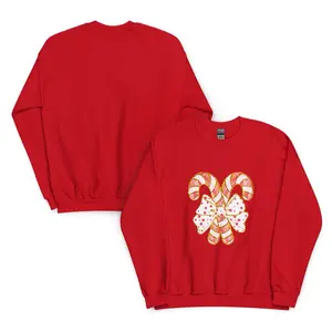Coquette Christmas Candy Sweatshirt, Christmas Bow Shirt, Candy Bow Sweatshirt, Coquette Bow Glitter Shirt, Coquette Christmas T-shirt, Holiday Xmas Sweater, Cute Girly Winter Sweatshirt Womenswear Hoodie Polyester Spandex
