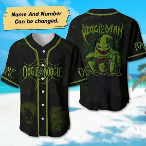 Custom Name And Number Halloween Oogie Boogie Baseball Jersey, Nightmare Before Christmas Jersey, Halloween Jersey Shirt, Horror Movie Shirt