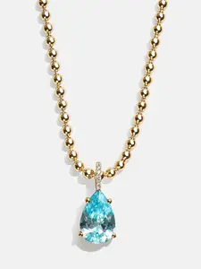 Esther 18K Gold Plated Sterling Silver Birthstone Necklace - Aquamarine