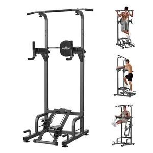 RelifeSports Upgrade Power Tower Dip Station Pull-Up Push-Up Station Multi-Function Home Gym Strength Training Fitness Equipment 450LB Workout Machine