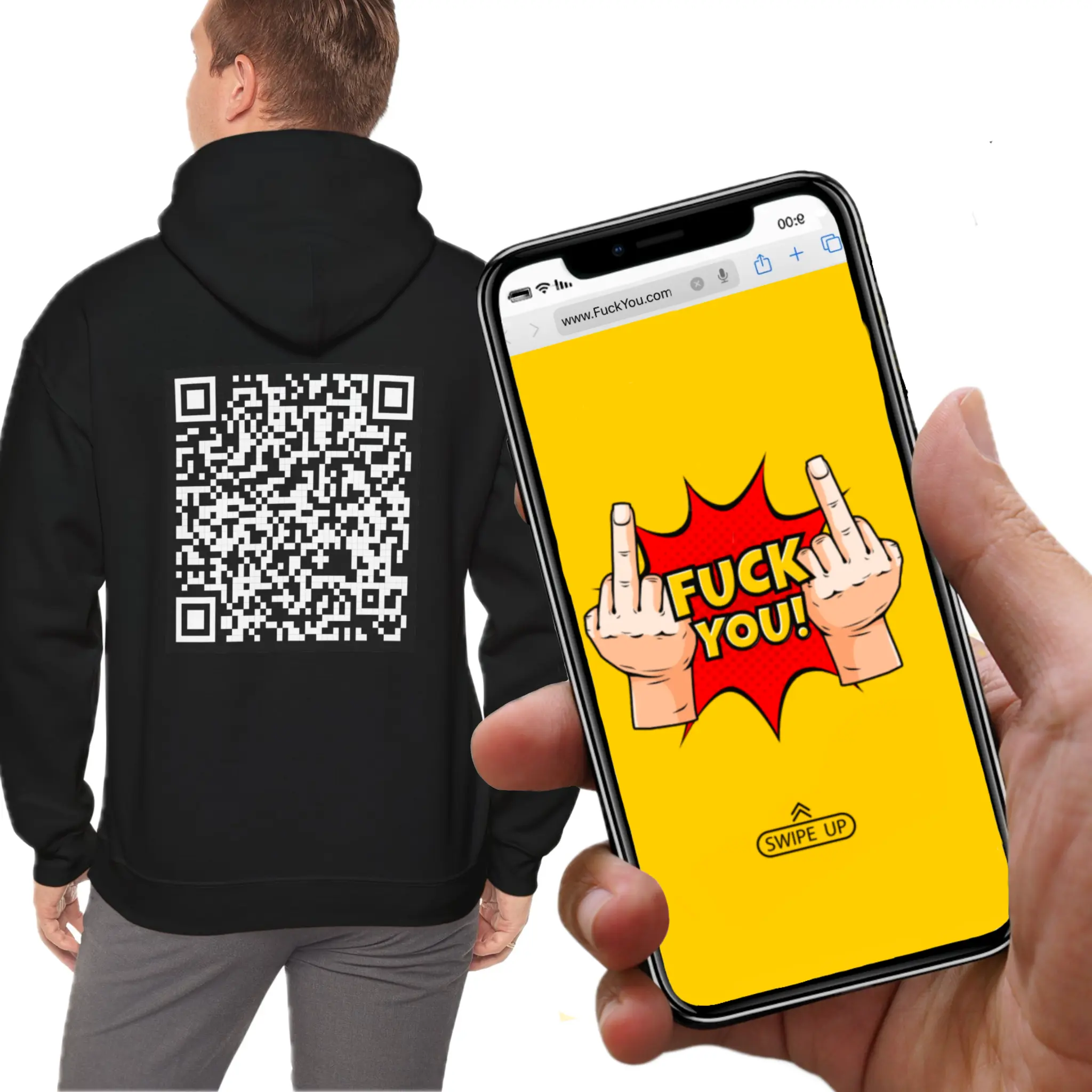 QR Code Fućk You Unisex Heavy Blend™ Hooded Sweatshirt