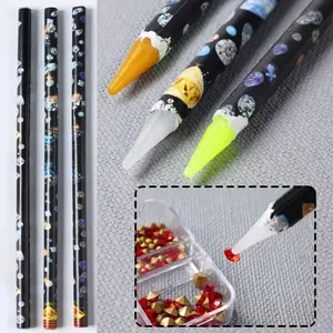 5pcs [Set of Wax Rhinestone Pickers] Wax Rhinestone Pickers Pencil Wax Pencil Set For Rhinestones Gem Dotting Crystal Pick Up Tools Rhinestone Tool