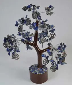 Lapis Lazuli Pentacles Gemstone Tree 300 Beads Crystal Sculpture
