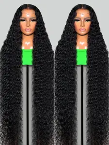 Bling Hair 180Density 32inch 13x6 HD Deep Wave 13x4 Curly Pre Plucked  Lace Front Human Hair Wig For Women with Baby Hair