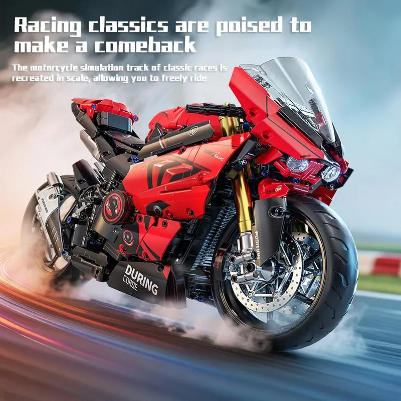 Epic 1:5 Scale Track Motorcycle Building Set - 2000+ PCS MOC Technic Racing Bike Model Kit, Intricate Details, Adult Collectible Desk Display & STEM Gift for Men & Boys