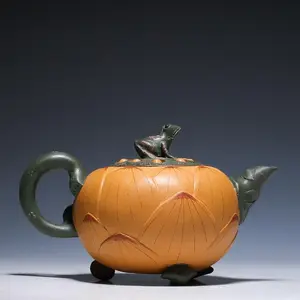 New Arrival Authentic Yixing Purple Clay Teapot Master Handmade Frog Lotus Seed Duan Clay 420ml Kung Fu Tea Pot