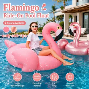 Giant Inflatable Flamingo Pool Float, Pink Tropical Style, Adult Ride-On Swimming Lounger with Balanced Handle Support, PVC Water Floatie for Summer Pool Party, Beach Travel, Sunbathing, Resort Vacation and Outdoor Water Fun