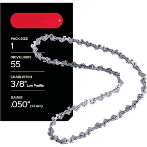 Chain 3/8" LP Pitch, .050" (1.3 mm) Gauge for 16 Inch Bar, 55 Drive Links - Low-kickback Replacement  Chain, Fits McCulloch, Stihl, Wagner and