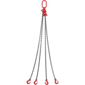 Chain Sling, 5/16 inch x 5 ft Lifting Chains with Hooks, G80 Engine Chain Hoist Lifts, 11000 lbs/5 Ton Lifting Sling Chains for Engine Hoist, Engine Lift Chain with 4 Leg Grab Hooks & Adjusters