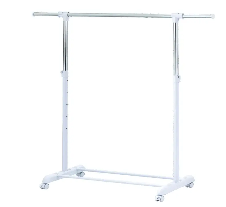 Adjustable Metal Garment Rack Chrome and White Rolling Clothing Rail with Wheels for Easy Mobility and Versatile Use