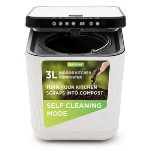 3L Electric Kitchen Composter - White | Odorless Automatic Compost Bin for Fruits, Vegetables, Coffee Grounds & Eggshells - Sustainable and Eco-friendly Home Kitchen Appliance