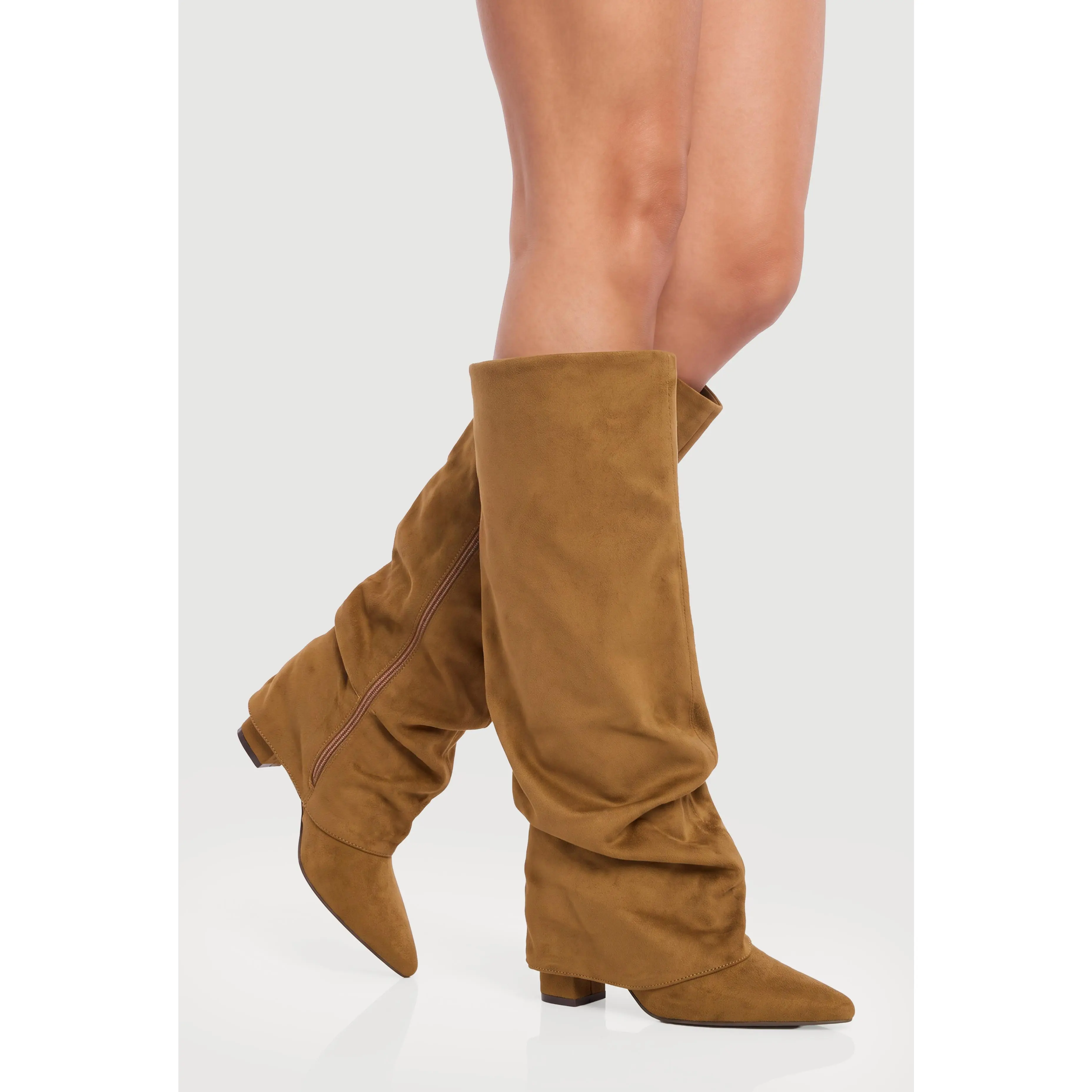 Pointed Toe Knee High Slouch Boots