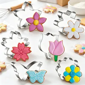 6PCS Flower Cookie Cutter Set, 3 Inch Stainless Steel Flower Shaped Cutters – Daisy, Tulip, Butterfly & 3 Flower Designs, Baking Supplies for Homemade Cookies, Birthday Party, DIY Crafts (Rustproof)