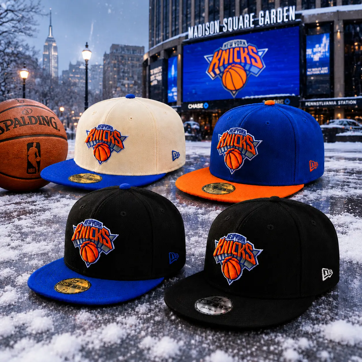 New York Basketball Snapback Hat Collection – Classic Streetwear Cap with Embroidered Team Style, Flat Brim Sports Hat