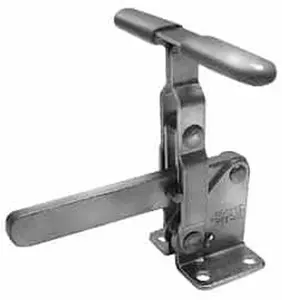 Knu-Vise TST-600 Toggle Action Manual Hold Down Clamp - 1 Clamp, Carbon Steel, 700 Lb Holding Capacity, Vertical Handle, 57° Handle Movement, 106° Bar Opening, Solid Bar, Flanged Base