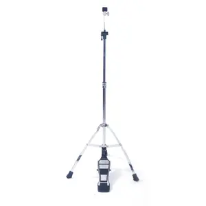 CalidoCasa Professional Hi-Hat Stand with Pedal Control Silver & Black Drum Hardware Lightweight Double Braced Stable Cymbal Holder for Musicians, Drummers, Studio & Stage