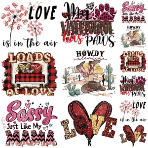 Valentine's Day Colorful Festive Heat Transfer Stickers, 6 Large & 6 Small Designs, Washable Iron-On Patches for Clothes, DIY Crafts Supplies