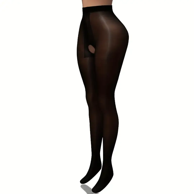 Women's Lady 2-Pairs Pearlescent Sheen Pantyhose - Open Crotch/T-Crotch Design, Shiny Tights with Comfortable Thigh-High Fit, Hand-Washable Role-Play Stockings for Themed Events, Casual Attire, Basic, Minimalist