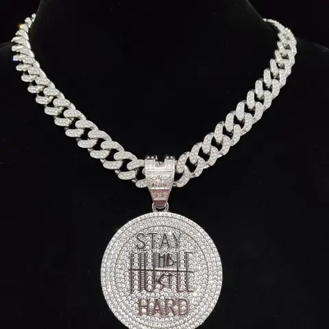 1 Piece Fashion Rhinestone Decorated Round Pendant Initial for Men & Women, Letter Charm Jewelry for Party, Club, Punk Fashion Accessories for Music Festival, Party Wear, Charms Necklace, Fashionable Accessory