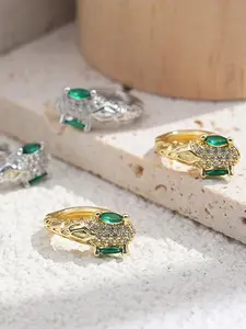 Women's Copper Hoop Earrings, Zirconia Inlay Plated, Elegant Design for Daily Wear & Parties, All-Season Accessory