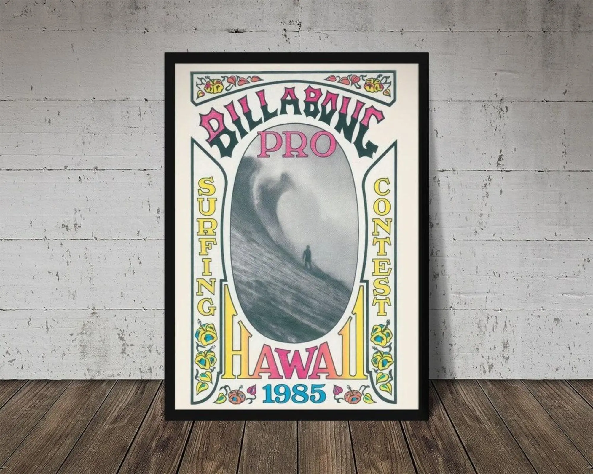 [Sale up to 50%] 1985 Billabong Pro Retro Vibrant Print Decorative Artwork - Printable Surfing Poster, Colorful Anime Style Wall Art for Home, Bathroom Decor Ideas, Nursery Decor Room Inspo