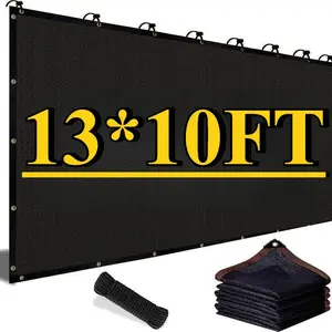 90% Black UV-Resistant Shade Cloth Mesh Tarp, 10FT x 13FT with Reinforced Rivets, Portable Sunshade Canopy UV Block Awning for Outdoor Garden, Patio, Greenhouse