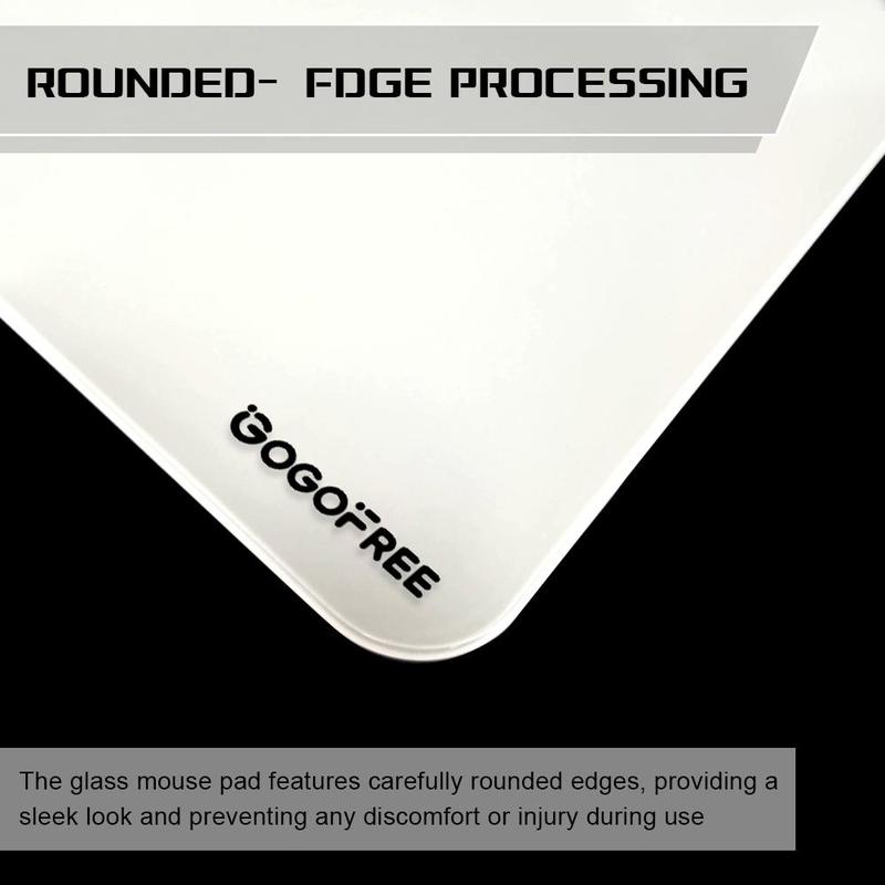 GOGOFREE Premium Tempered Glass Mouse Pad - Ultra-Smooth Gaming & Office Surface, Non-Slip Base, Durable & Easy to Clean - Ideal for Gamers & Professionals