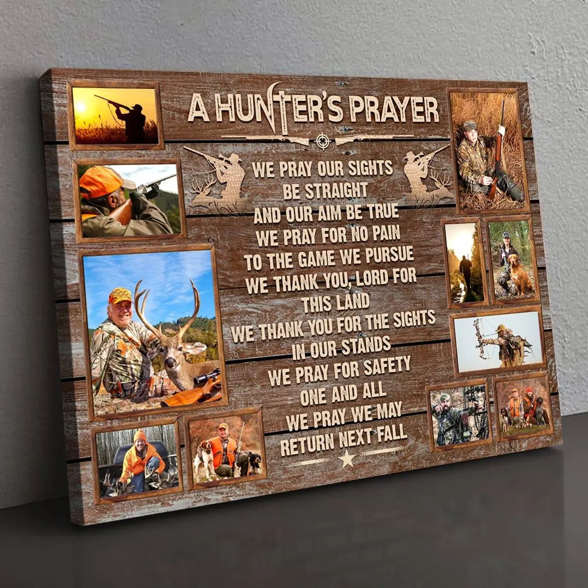 Wildlife Deer Hunting Collage Wall Art, Personalized Hunter Photo Poster, Rustic Cabin Decor With Hunting Memories, Unique Gift For Outdoorsman Dad, Husband Or Family Home
