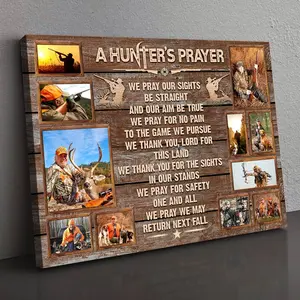 Wildlife Deer Hunting Collage Wall Art, Personalized Hunter Photo Poster, Rustic Cabin Decor With Hunting Memories, Unique Gift For Outdoorsman Dad, Husband Or Family Home