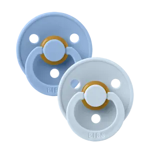 BIBS Baby Pacifier Dummy 2 Pack - Sky Blue/Baby Blue Natural Rubber Latex Nipple