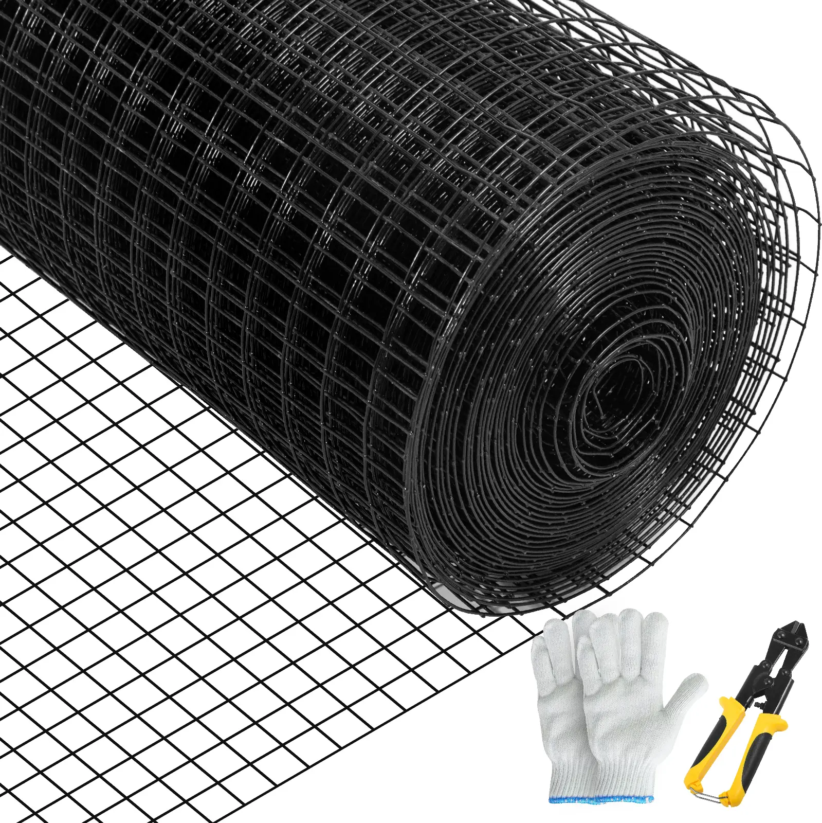 VEVOR Hardware Cloth, 36" x 50' & 1"x1" Mesh Size, Galvanized Steel Vinyl Coated 16 Gauge Chicken Wire Fencing with A Cutting Plier & A Pair of Fabric