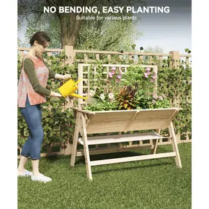 52x30x54 in Raised Garden Bed with Legs, Wooden Elevated Raised Garden Beds Outdoor for Growing Vegetables and Herbs, with Trellis for Vine Climbing Plants - Multi-Functional, Acorn Brown