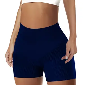 High-Waist Seamless Ribbed Workout Shorts