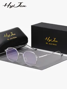 HYJEX 1 Piece Unisex Comfortable Lightweight Anti Blue Light Full Frame Plano Glasses Exquisite Elegant Round Frame Plano Glasses High Quality Eyewear