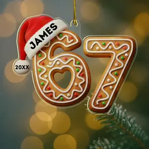 2025 Personalized 6-7 Irregular 2D Acrylic 1-Sided Funny Gen Z Brainrot Meme Christmas Ornament, Hanging Holiday Decoration, Family Gift