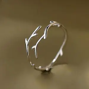 Simple and minimalist branch single ring woman, classic opening adjustable ring, fashion temperament super ring